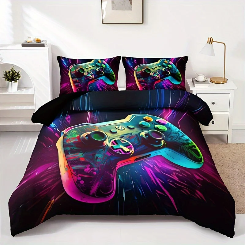 

Fashion Cartoon Gamepad Duvet Cover Set Soft And Comfortable HD Printing Bedding Set For Home Dormitory