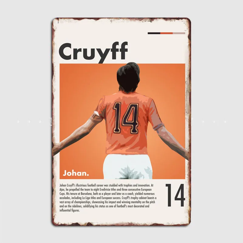 Johan Cruyff Metal Sign Mural Plates Club Home Retro Tin Sign Posters Home Vintage Decoration Room Wall Art Decor