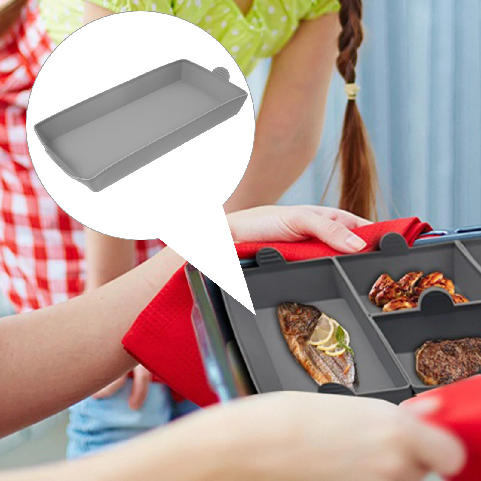 

Silicone Pad Baking Tray Non-Stick Heat Resistant Replacement Mat for Toaster Oven Chicken Wings Fish Shrimp Burgers