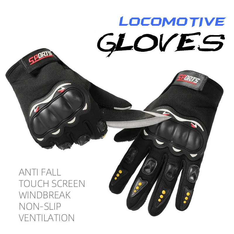 Motorcycle Gloves for Men Camping Summer Spring Cycling Hard Shell Gloves Protective Breathable Anti-Slip Touchscreen Gloves