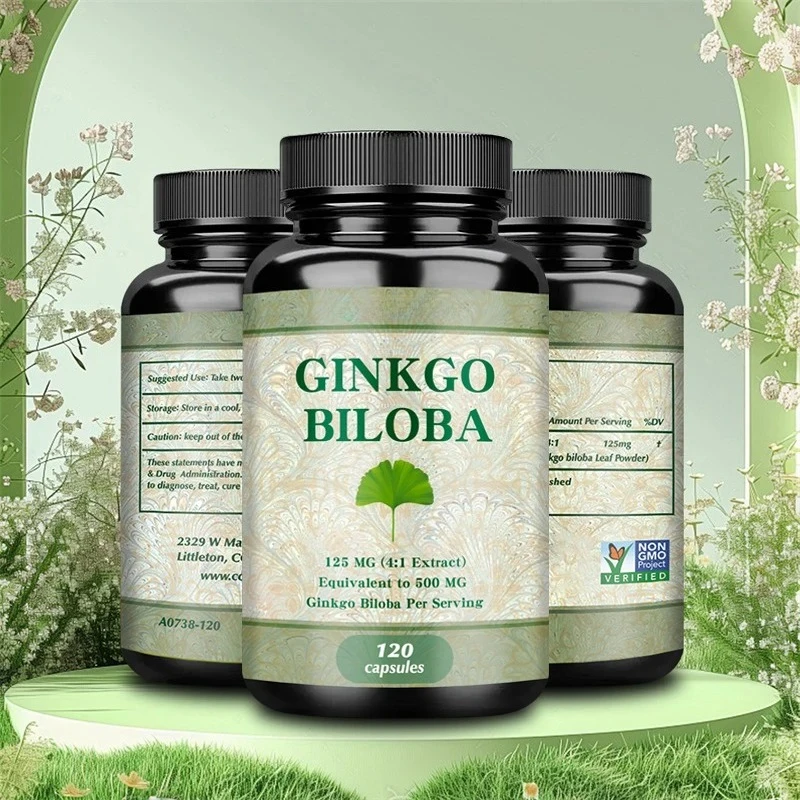 Ginkgo Biloba Capsules - Enhances Brain Function and Mental Alertness, Improves Focus and Attention, and Promotes Brain Health