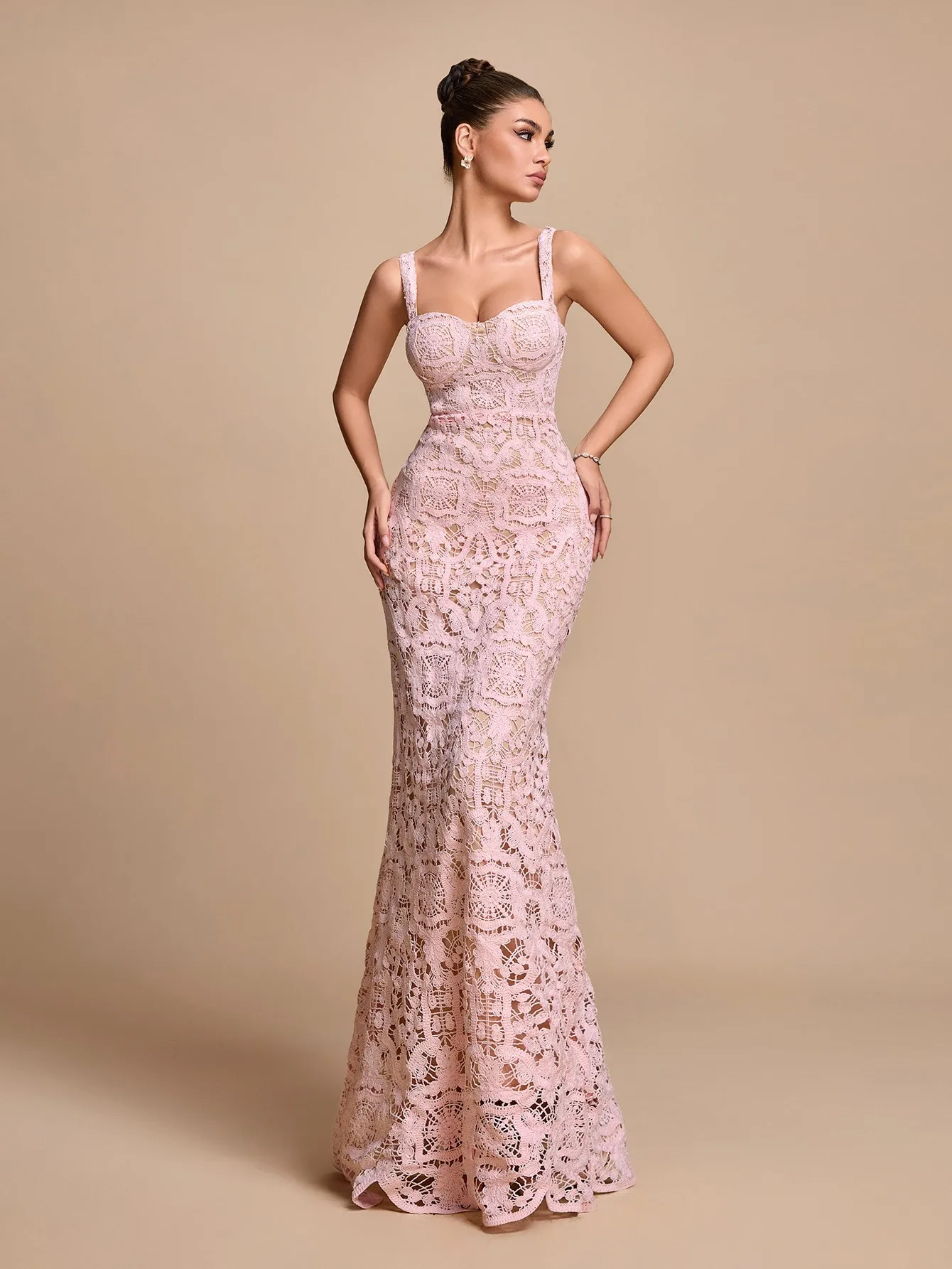 2026 Lace Mermaid Evening Dress, Strapless Long Evening Gown, Socialite Party and Ball Dress - Image 4
