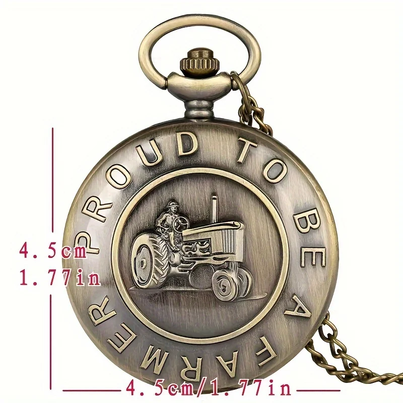 Retro Bronze "Proud To Be A Farmer" Design Quartz Pocket Watch