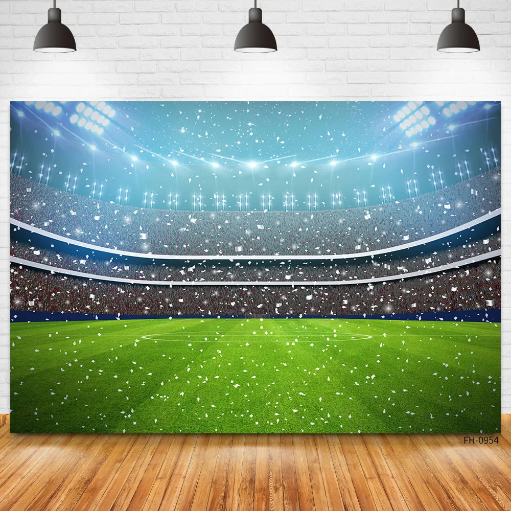 Football Field Soccer Stadium Green Grass Photography Backgrounds Birthday Party Backdrops Photophone Photocall For Photo Studio