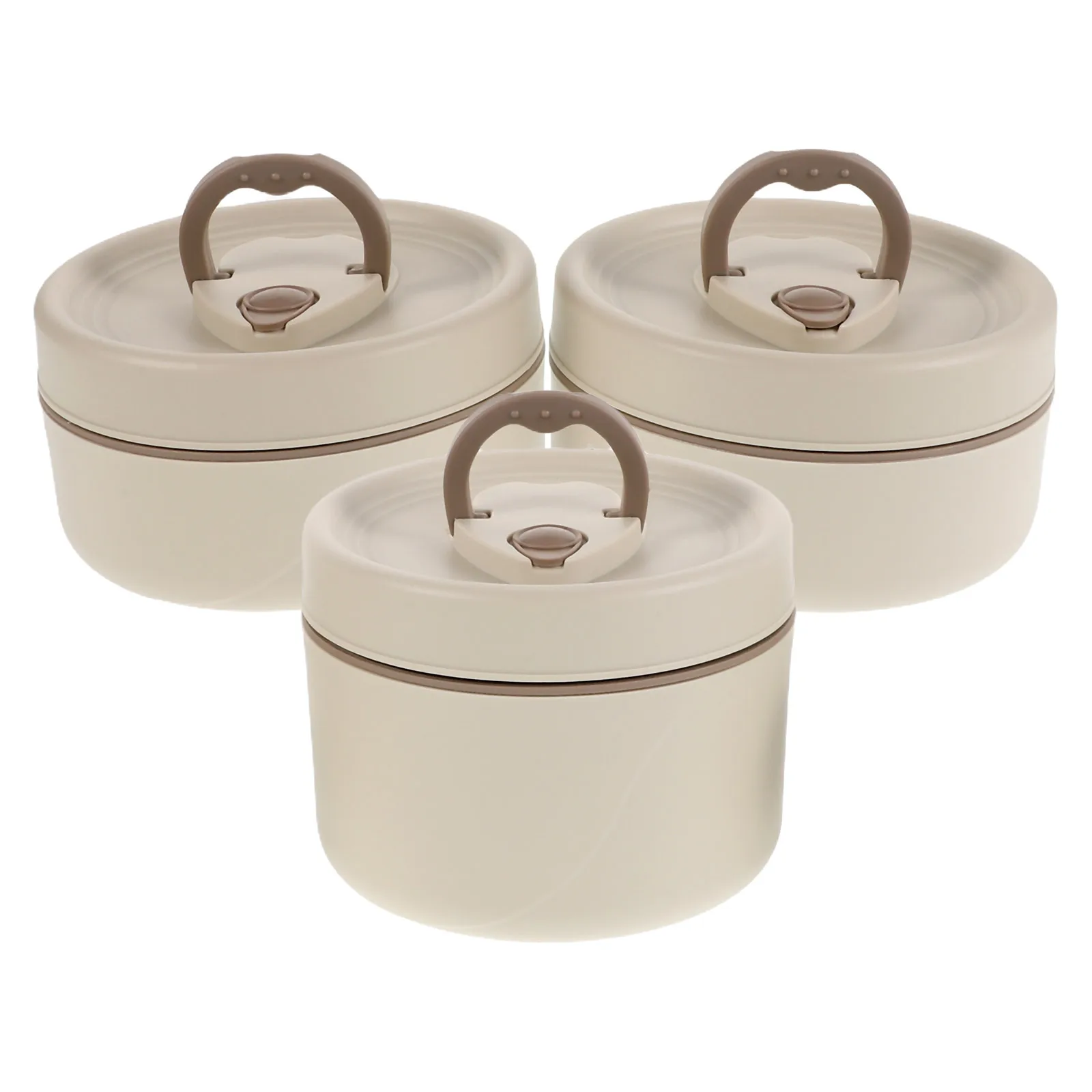 

3 Pcs Thermal Lunch Box Insulated Food Container Hot Jar Set for Work Beige Stackable Portable Kids Adult Stainless Steel