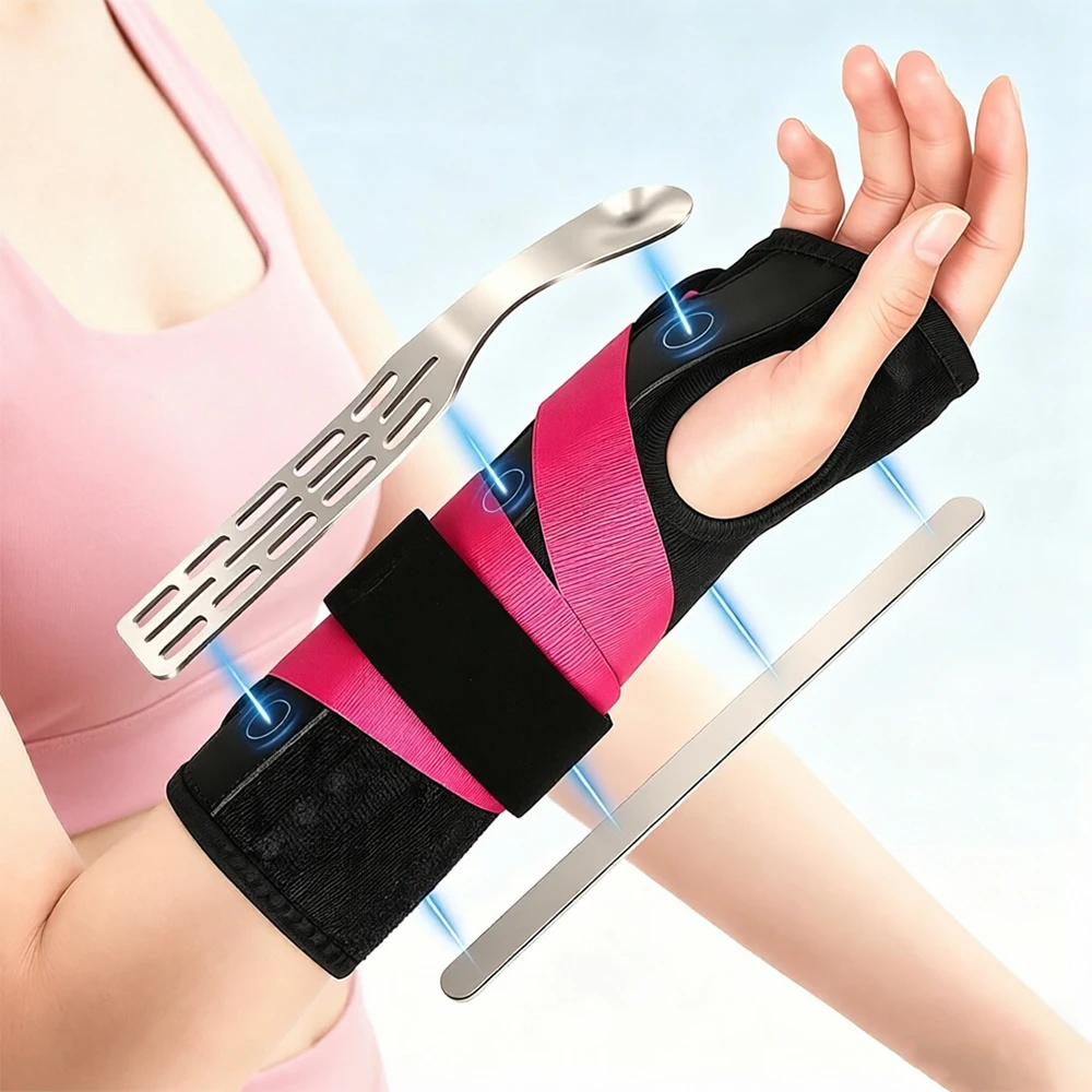 1PCS Men Women Carpal Tunnel Wrist Brace,Adjustable Night Wrist Support with 2 Metal Splints Hand Stabilizer for Right Left Hand