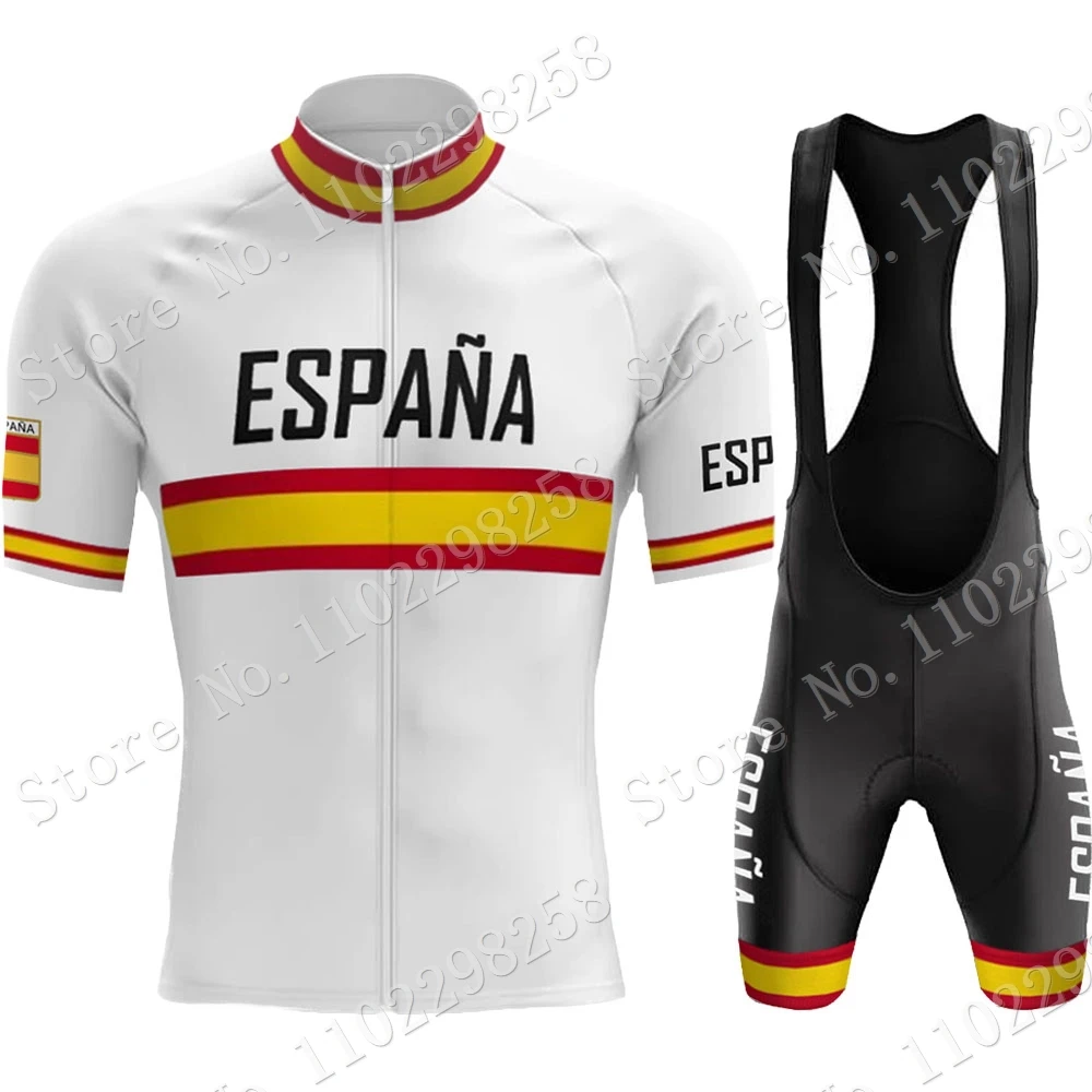 Espana National Team Cycling Jersey 2024 Set Short Sleeve Mens Spanish Clothing Road Bike Shirts Suit Shorts MTB Maillot Culotte