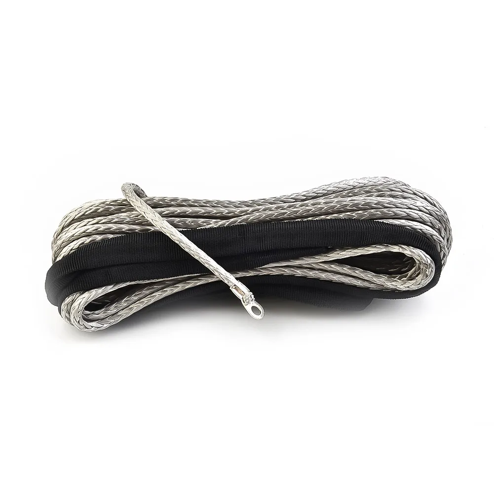 Synthetic Winch Rope Line Strength Synthetic Recovery Cable Stretch Tow Cord Sheath Gray RV Parts Accessory Ropes Lines