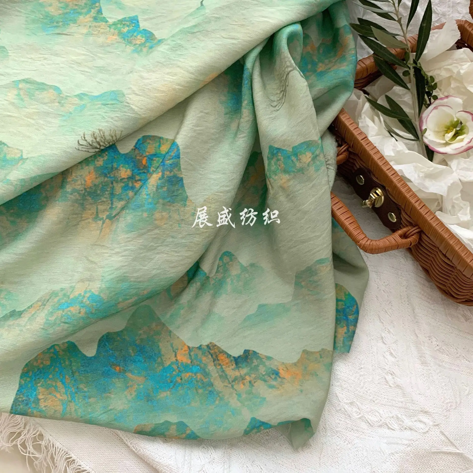 150x50cm Ramie Digital Printing Fabric, New Retro Style National Cailco Children\'s Dress Women\'s Clothes Cloth