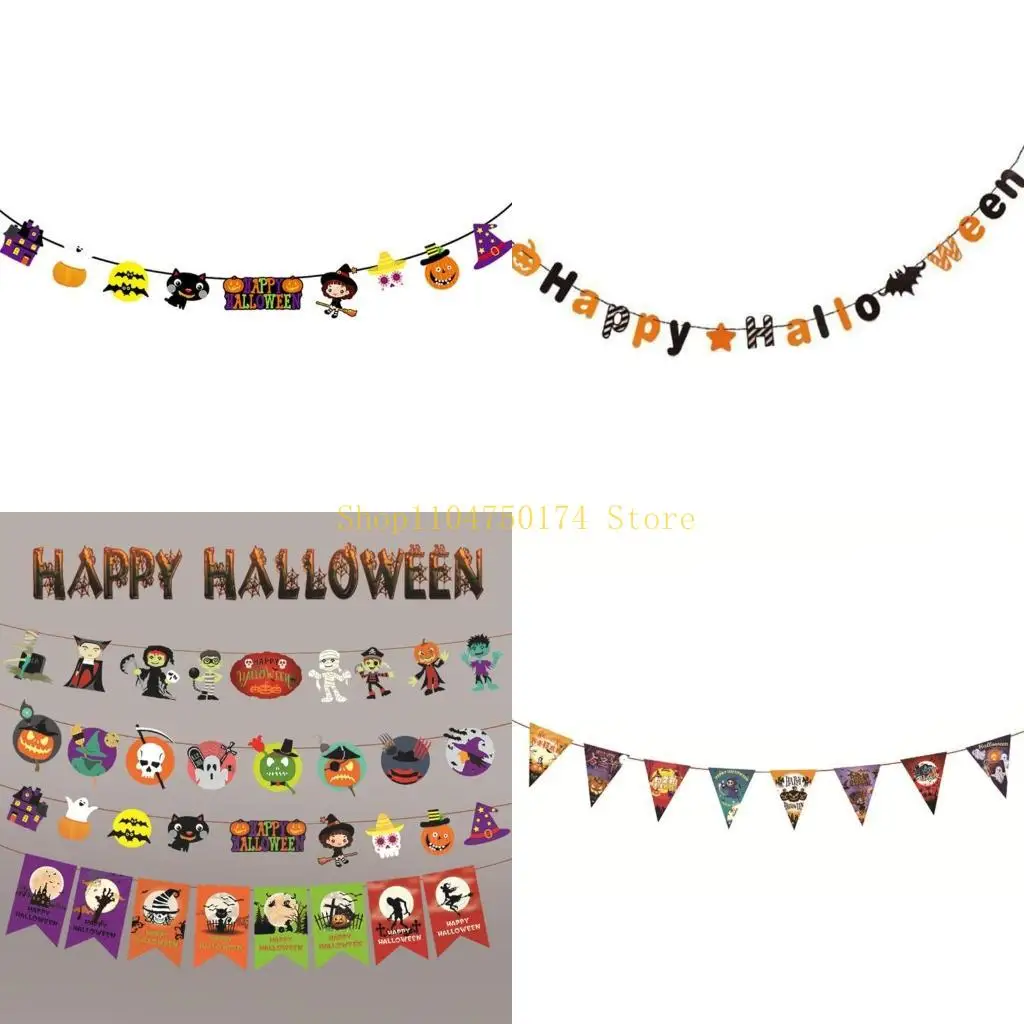 for 3m Halloween Hanging Garland Bunting Witch Paper Banners Horror Props Decorations for Halloween Home Party top sale