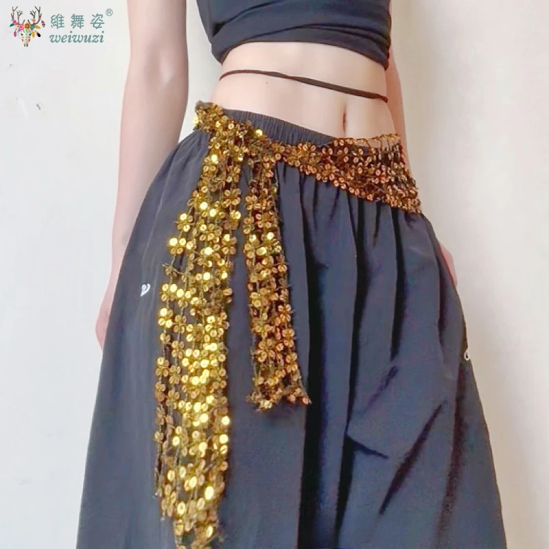 

Belly Dancing Costume Sequin Hip Scarf Ballroom Jazz Dance Wear Tassel Festival Wrap Skirt Dance Belt Hip-hop Trend Waist Scarf