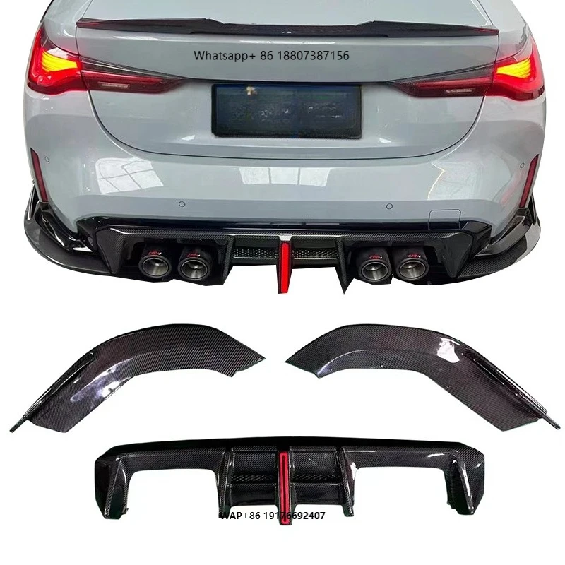 

AE Style Dry / Wet Carbon Fiber Rear Diffuser with LED Light for G82 M4 Rear Splitter Lip Perfect Fitment