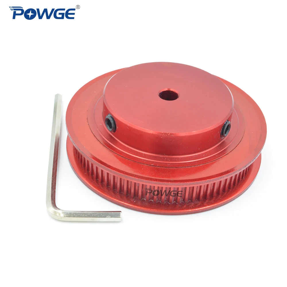 POWGE VORON Black Red Anodized 80 Teeth 2MGT/2GT synchronous Pulley Bore 5mm for width 6mm GT2 Timing Belt Wheel 80Teeth 80T