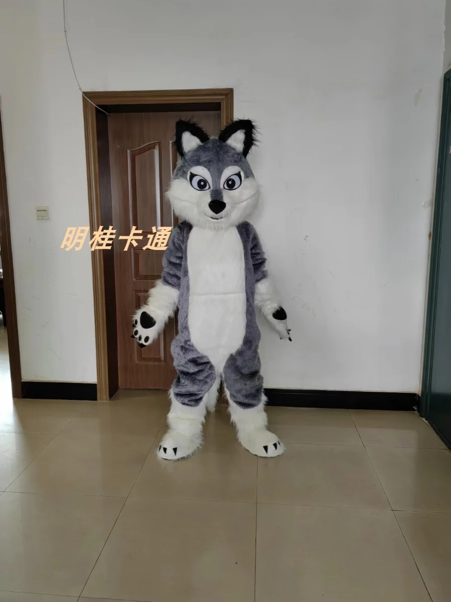 Christmas Long Fur Furry Costume Husky Dog Fox Mascot Costume Cosplay Party Fursuit Halloween Suit Adult Size