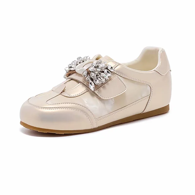 

Women's Fashion Rhinestone Bow Sneakers Hook Loop Strap Casual Shoes Satin Upper Flat Walking Shoes Ladies Footwear Best Seller
