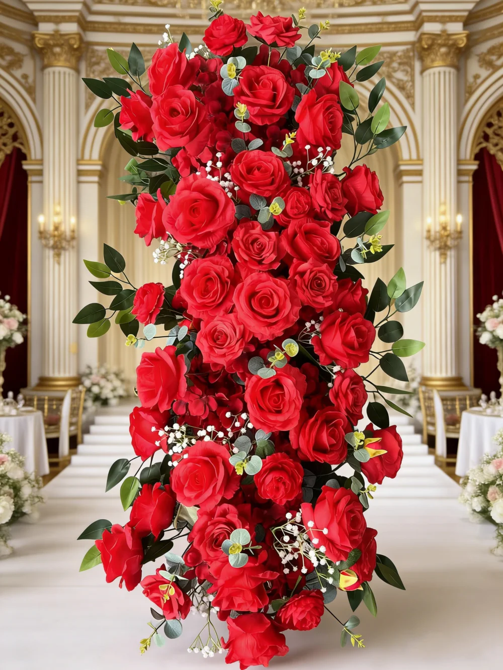 Artificial Runner Flower Row Wedding Arrangement Decoration Floral Backdrop Props Table Flower Runner Event Party Floral Decor
