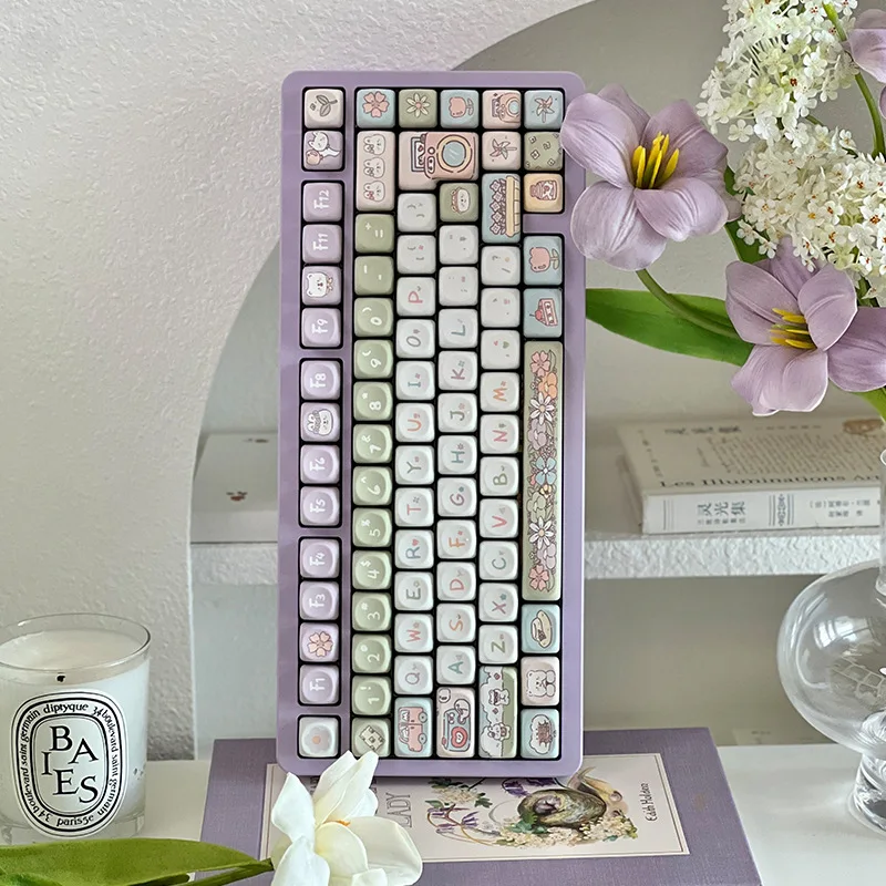 SOA/MOA Highly Cute Romantic Train Sublimation Craft Mechanical Keyboard Keycaps 141 Keys
