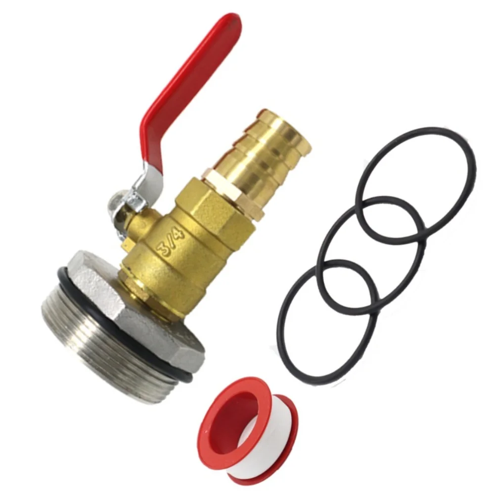 Leak Resistant Drum Faucet Spigot Kit with Brass Ball Valve Adapter Barb and Sealing Tape for 55 Gallon Drum Applications
