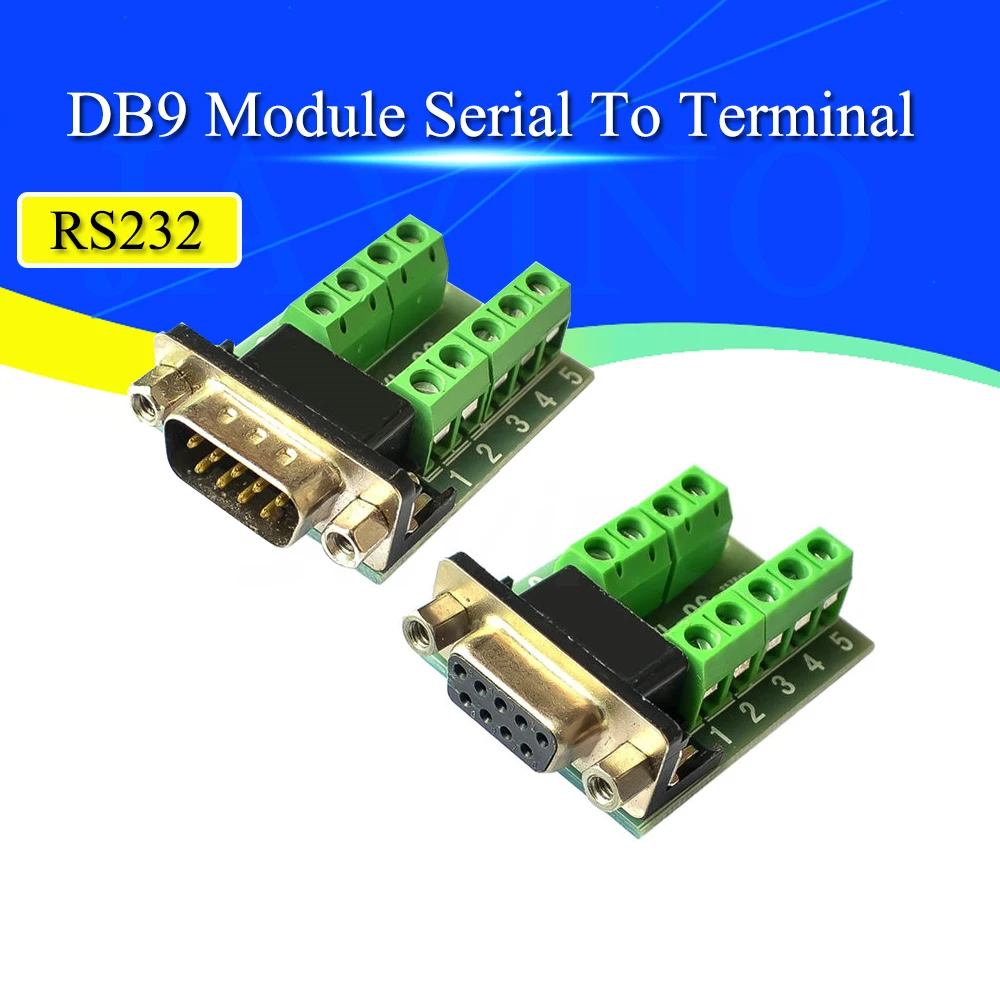 D-Sub 9pin Solderless Connectors DB9 RS232 Serial to Terminal Female Male Adapter Connector Breakout Board