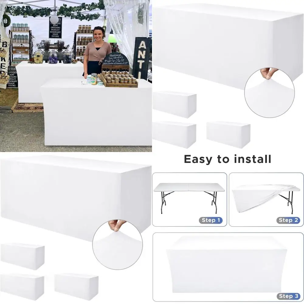 

Эластичные чехлы для столов, 96 x 30 дюймов, набор из 4 штук, идеально подходят для круглых или складных столов, тканевые скатерти для мероприятий, выставок, дней рождения