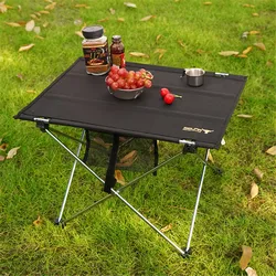 1pc Folding Table Aluminum Frame Oxford Desk Anti-slip Feet Sundries Bag Camping Fishing Hiking Picnic 57cm Outdoor Party