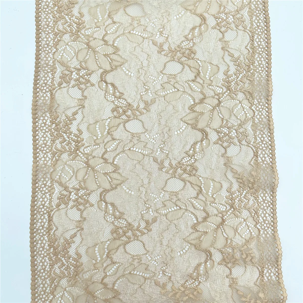 3y/Los Breite 23,60 cm Aprikose Schimmer elastische Stretch Spitze Trim Rock Saum Unterwäsche Nähen Handwerk DIY Bekleidung Stoffe Spitzen kleid – Detail 4