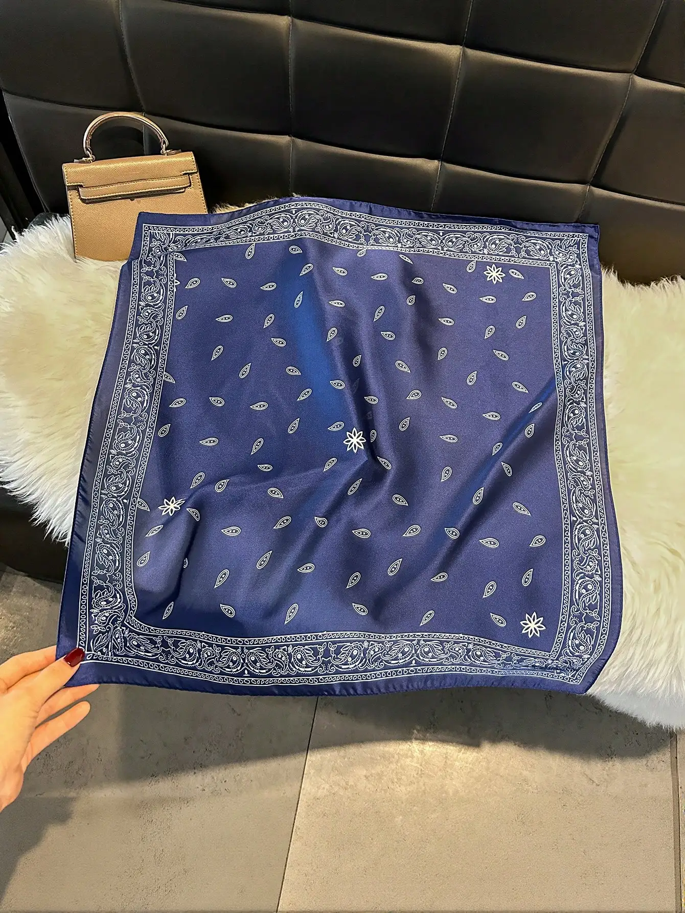 

Paisley Print Faux Silk Bandana Scarf For Men And Women