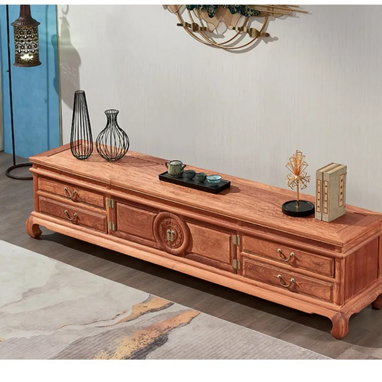 خزانة تلفزيون من خشب الماهوجني، سطح عادي من الخشب الصلب، خزانة أرضية للفيلم الصيني العتيق والتلفزيون #3