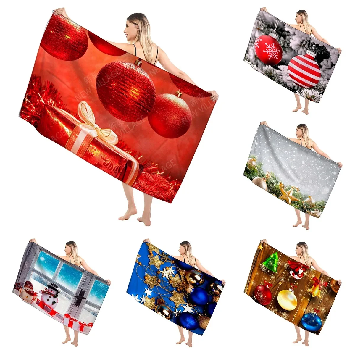 Home bath around Christmas towels for the body towels bathroom quick drying microfiber beach towel man women large sports towel