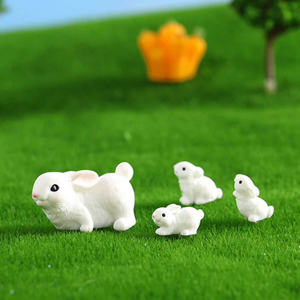 

16pcs Resin Bunny s Lightweight Rabbit Statues Decor Micro Landscape Ornament Cartoon Miniature Animal