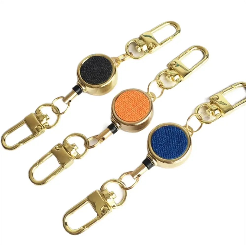 Extendable Retractable Badge Reel Pull Keyring Easy Pull Buckle ID Lanyard Key Ring Elastic Anti Lost Metal Badge Holder