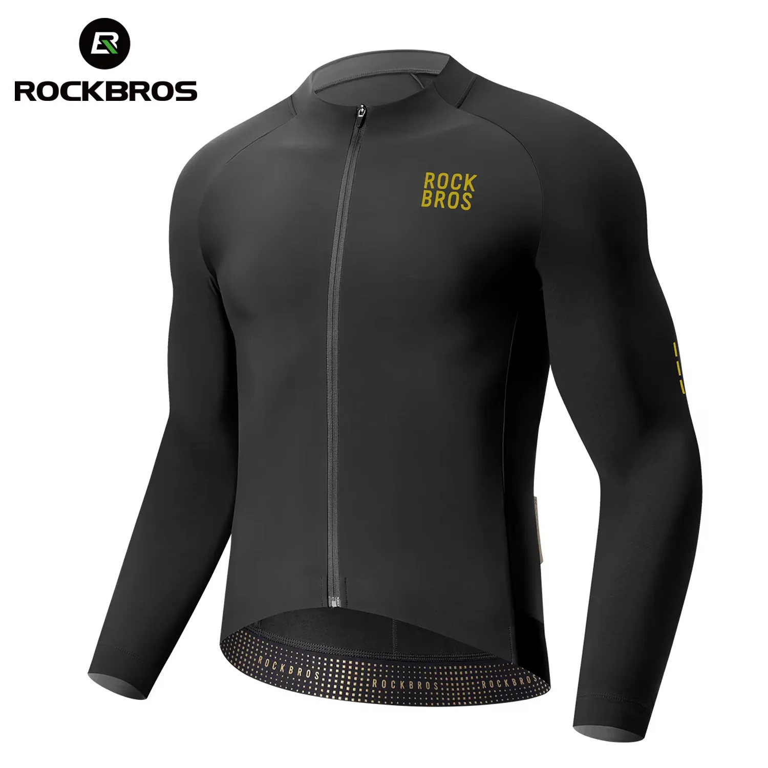 

ROCKBROS Winter Cycling Jersey Men High Elastic Diamond Thermal Fleece Bike Coat Non-Slip Comfortable Cycling Jacket Clothing