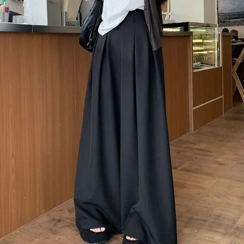 Summer Loose-fit Designer Small-batch Suit Pants, Casual Pants for Women, Wide-leg High-waist Drapey Floor-length Pants Slimming