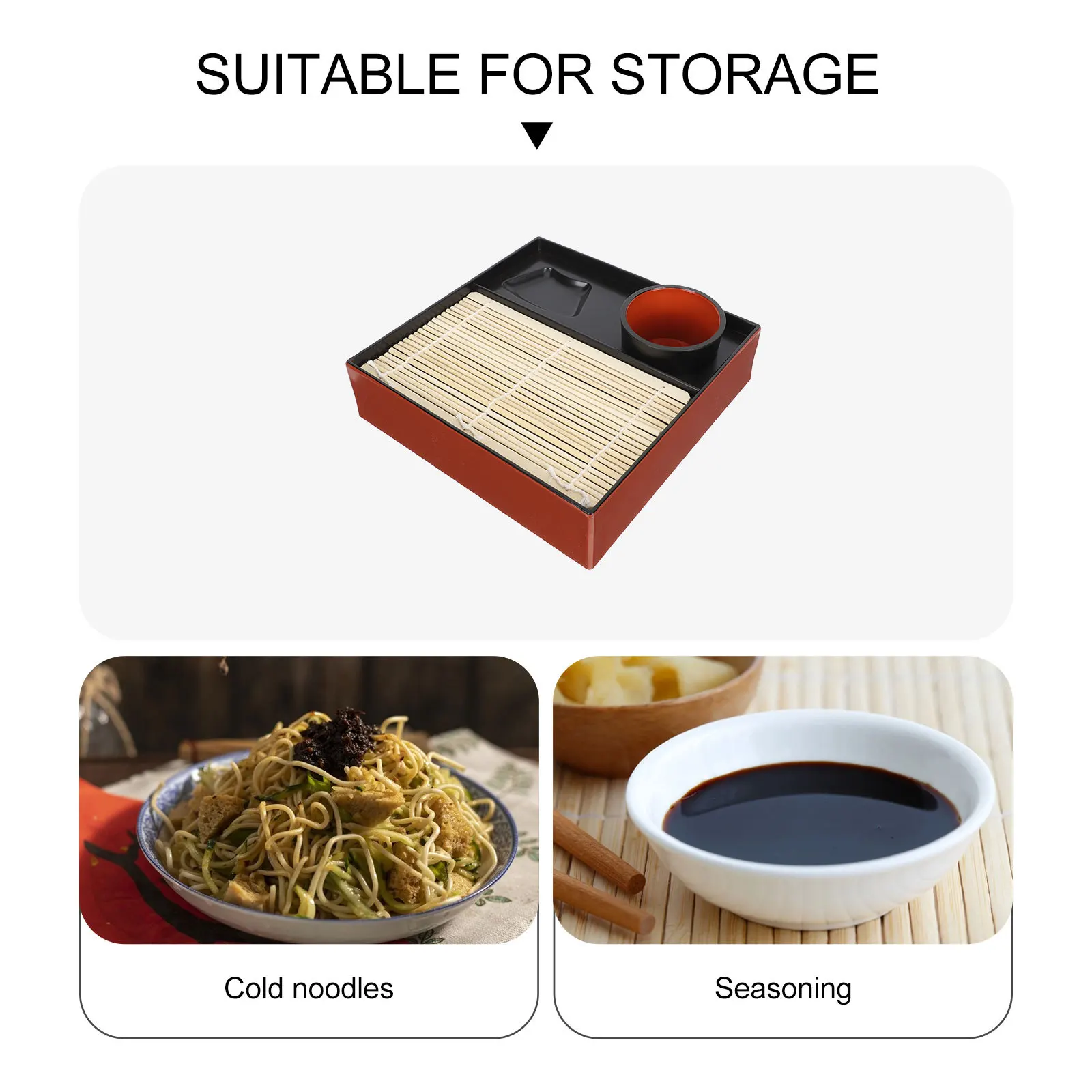 1 Juego de plato cuadrado para fideos Soba, bandeja para fideos fríos, vajilla japonesa para servir Udon Tempura, compacto, ahorra espacio, lavable