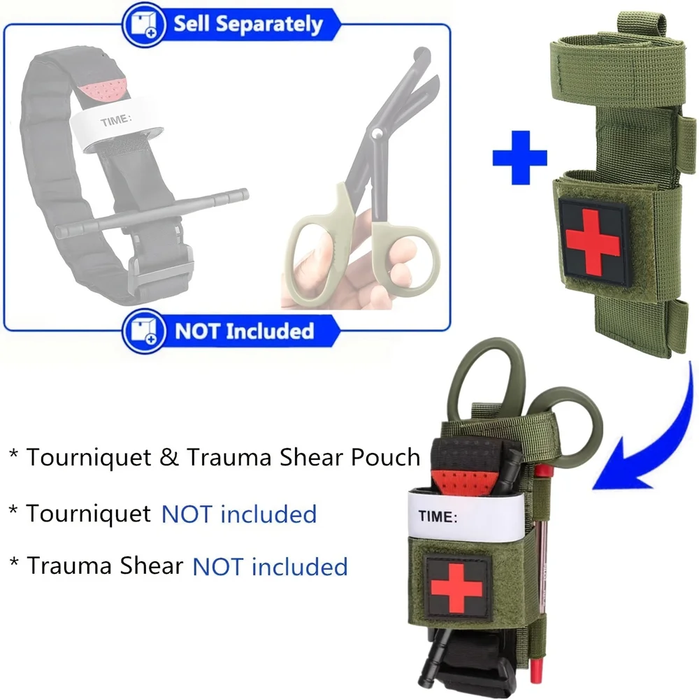 1Pcs Tactical Molle Tourniquet Pouch Portable Military First Aid Equipment Case Flashlight Holder Trauma Medical Shear Pouch