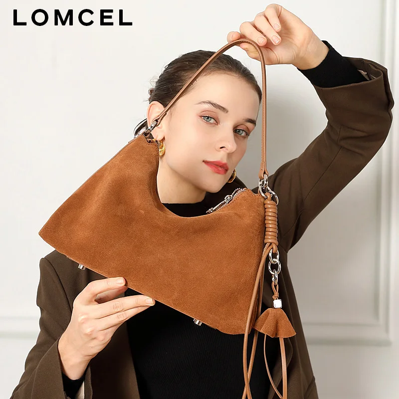 LOMCEL 126 Retro matte leather large bag - New autumn-winter style, high-end and elegant single shoulder bag, large capacity for