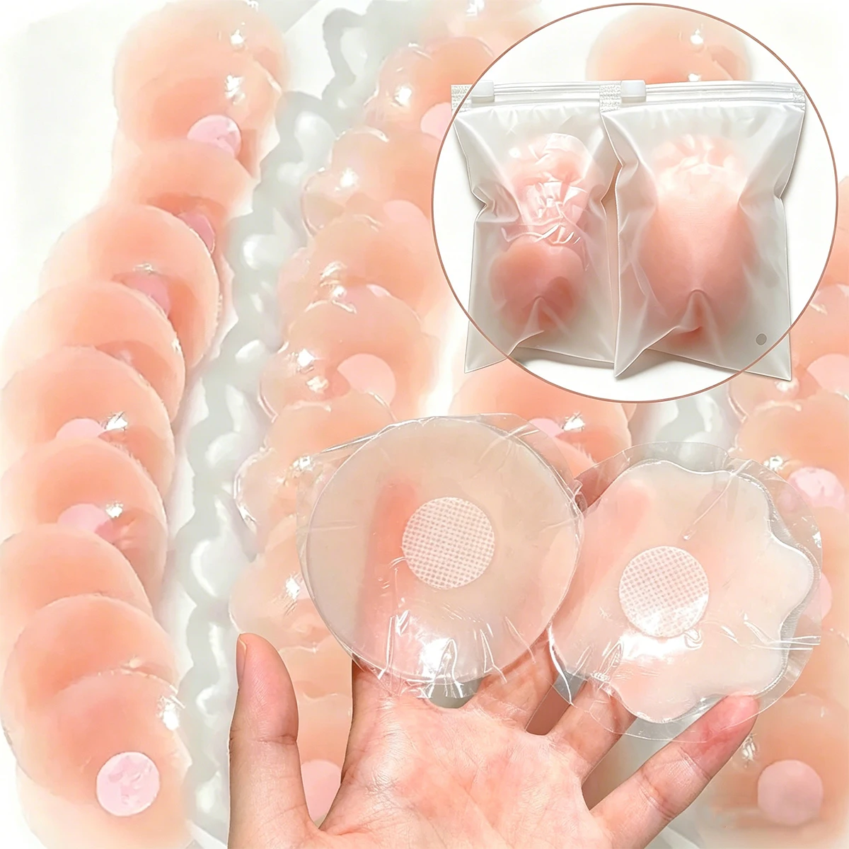 2~12Pcs Reusable Women Breast Petals Lift Nipple Cover Invisible Petal Adhesive Strapless Backless Stick on Bra Breast Stickers