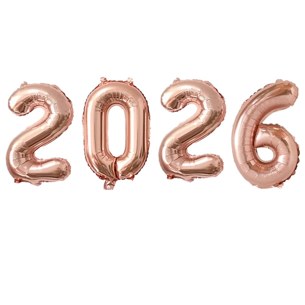 4 Stück 32 Zoll 2026 Folienballons Neujahr Jubiläumsfeier Dekoration 2026 Luftballons Photo Booth Requisiten Weihnachten Home Dekoration
