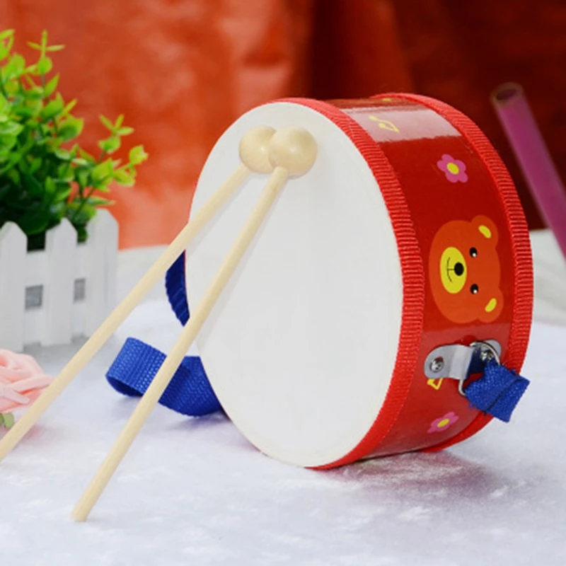 Cartoon Snare Drum for Children, Instrumento de Percussão, Presente Musical Educacional, Desenvolvimento de Brinquedos para Bebês, Vermelho