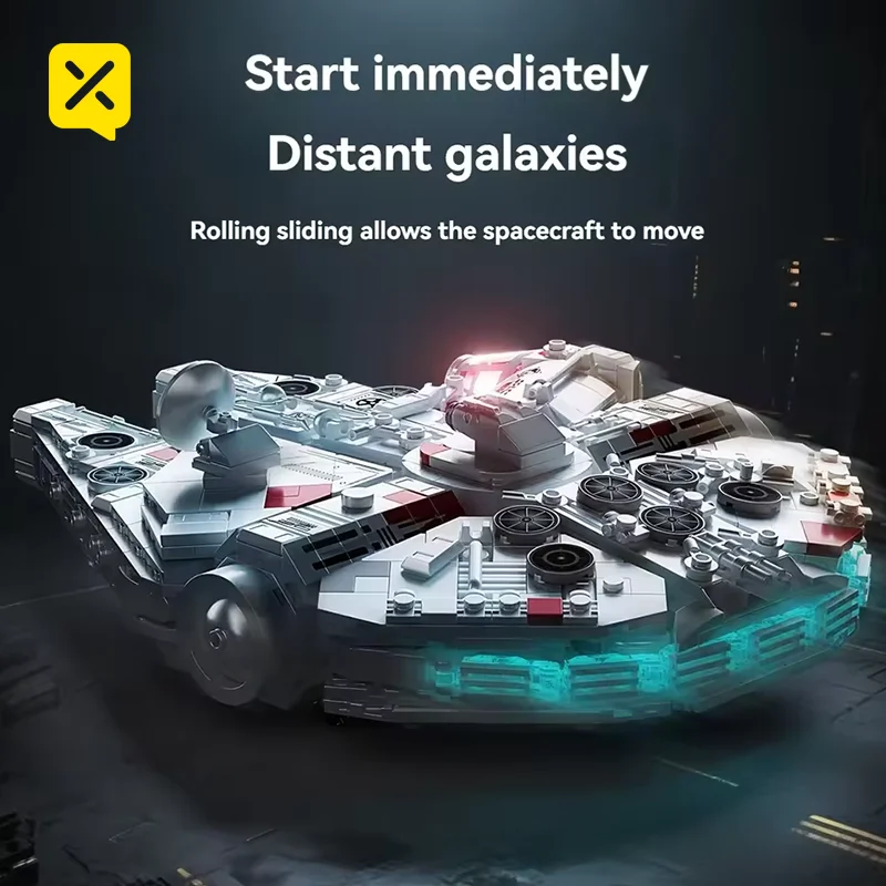 

1361PCS Building Block Set Millennium Falcon DIY Model with Lights Christmas Birthday Holiday Gift for Boys Educational Toy