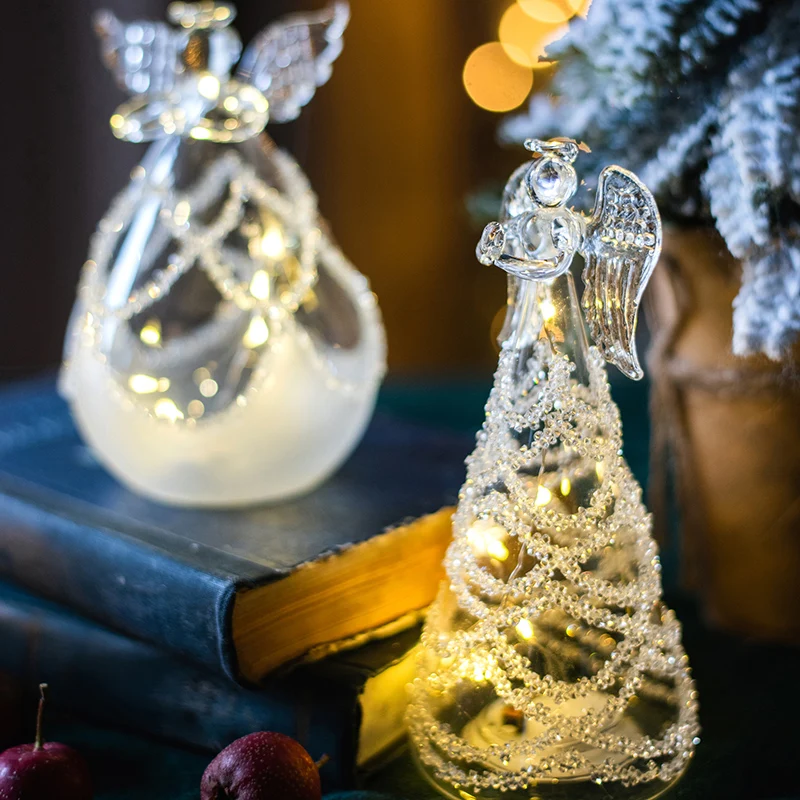 

Angel Glass Night Light Christmas Gift Desktop Creative Luminous Ornament Scene Layout Adornos De Navidad Outdoor Decoration