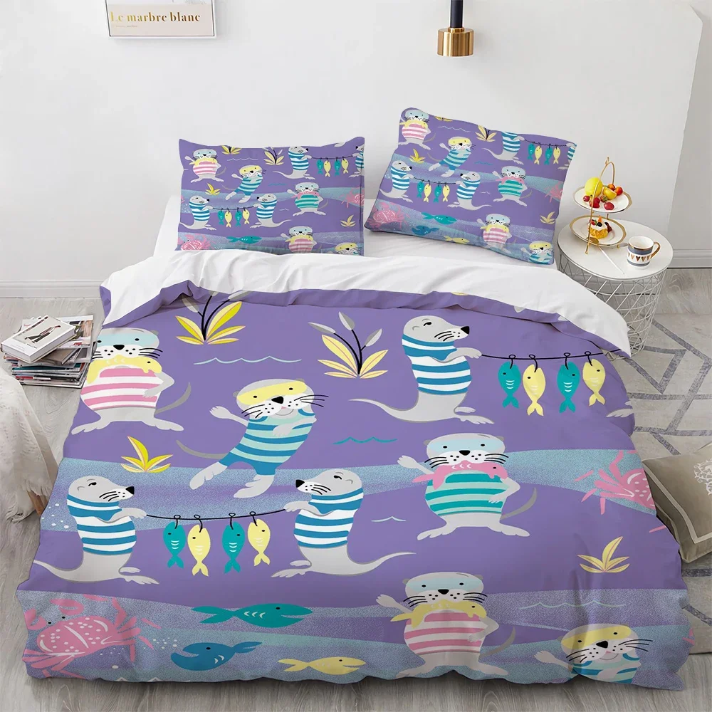 Cartoon Animals Toy Car Duvet Cover King Queen Lovely Frog Cat Rabbit Bedding Set for Kids Wildlife 2/3pcs Polyester Quilt Cover