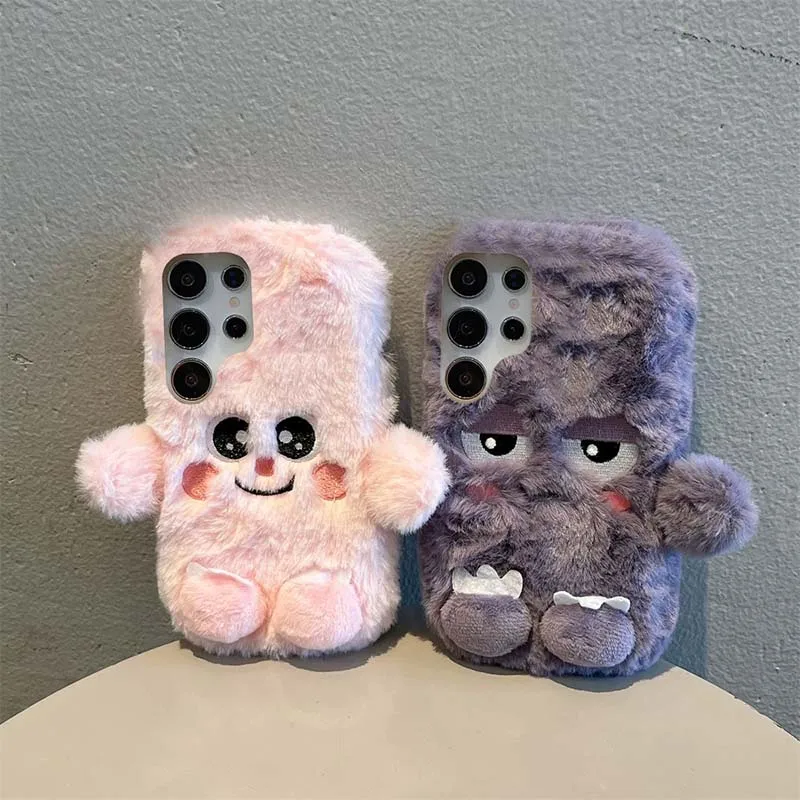3D Cute Cartoon Funny Cases For OPPO Reno 14 13 12 11 10 8 7 6 5 2 14F 13F 12F 11F 2F 8T 8Z 7Z 6Z Soft Fluffy Plush Bumper Cover