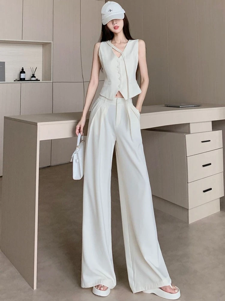 

Blazer and Pant Sets for Women 2 Pieces Suits Groups of With Sleeve Outfit Korean Style Tailor Chic Elegant Full Trousers Woman