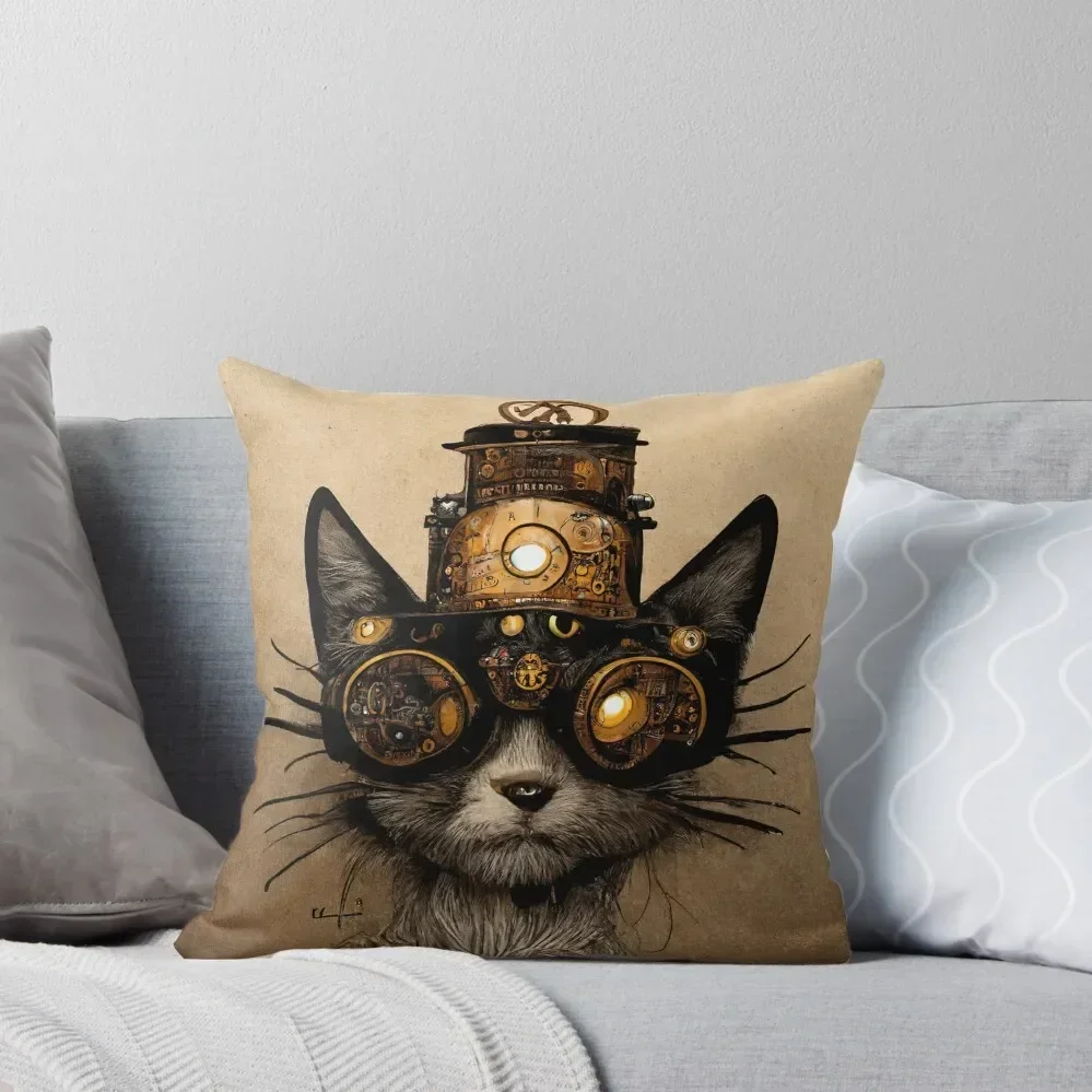 

Victorian Steampunk Cat Dieselpunk Throw Pillow Sofa Cushion Christmas Pillow Cases pillow