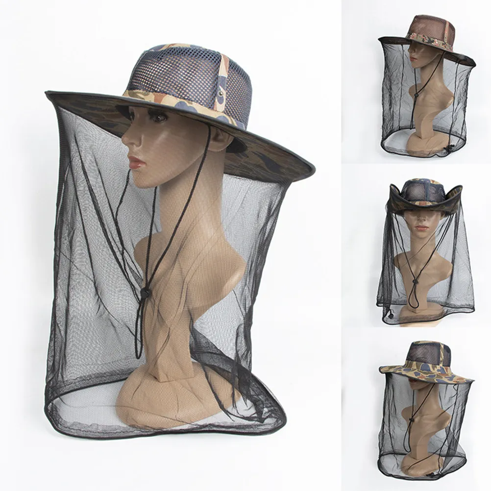 1Pcs Anti-Mosquito Net Hat Lightweight Breathable Quick-Dry Insect Protection for Beekeeping Fishing Hiking Camping Travel