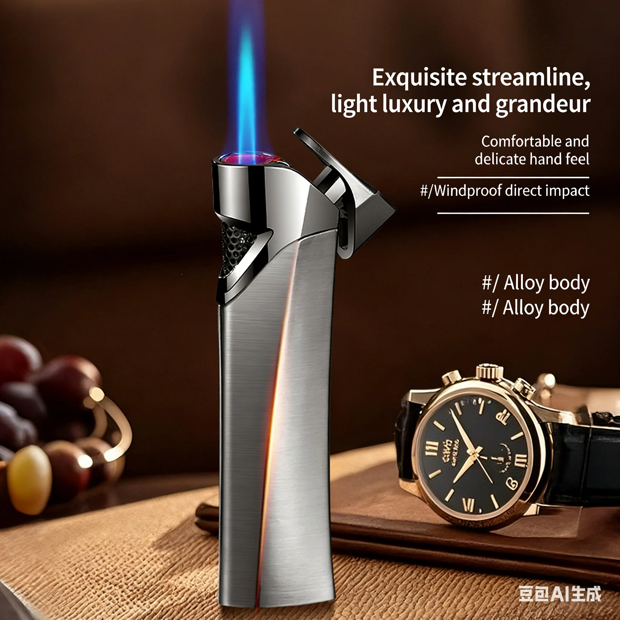 

Sleek Metal Lighter, Windproof Jet Flame, Slim Portable, Refillable Butane, Luxury Gift for Men,Cigar Lighter,Durable Alloy Body