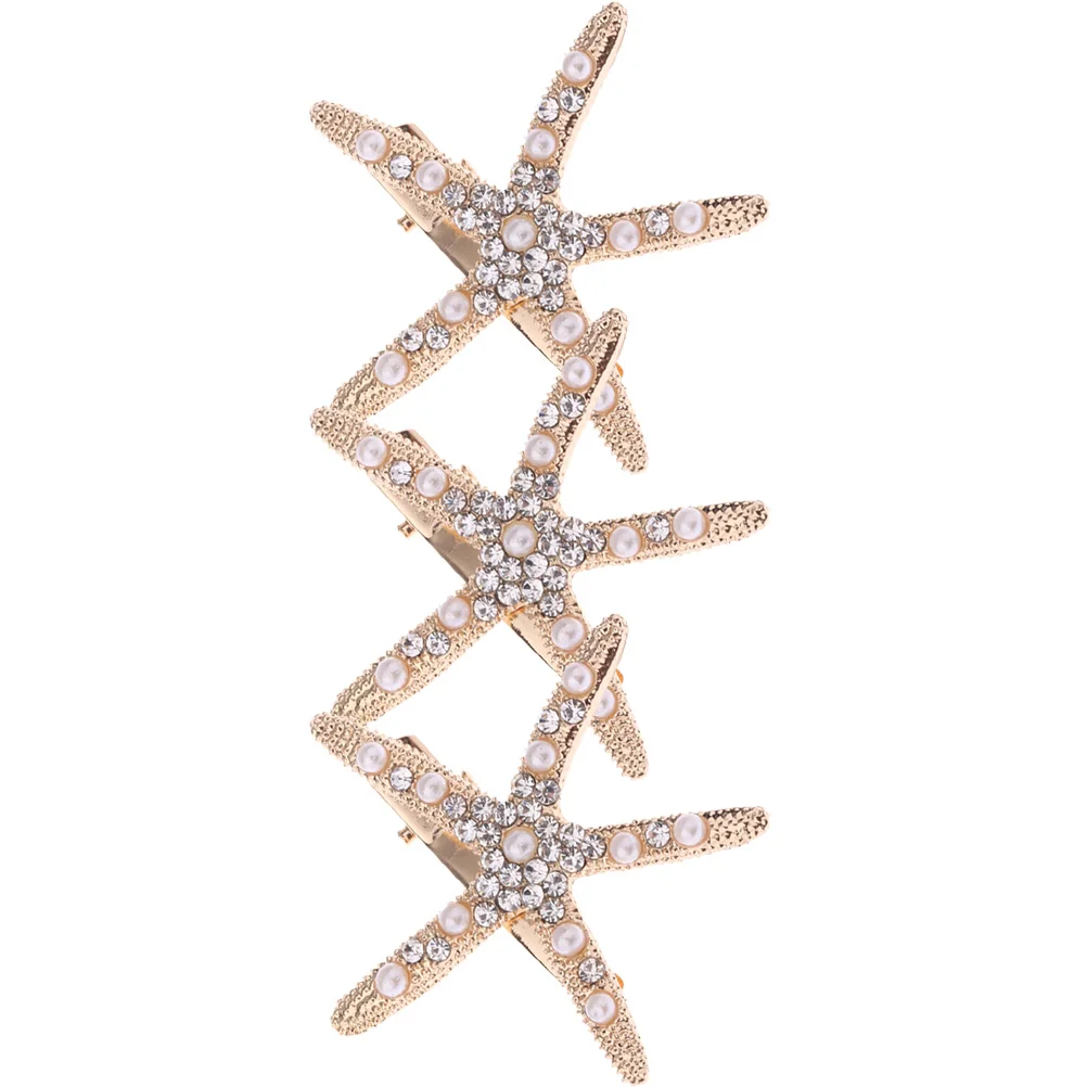 

3pcs Wedding Hair Clip Bridal Headpiece Rhinestone Shell Bow Pearl Hairpins Accessories Women Star Hair Clips Bride