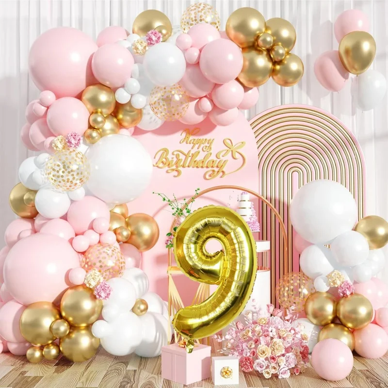 

New Cross-border birthday balloon set Baby's first birthday Party Balloon chain Arch set birthday party background Wall