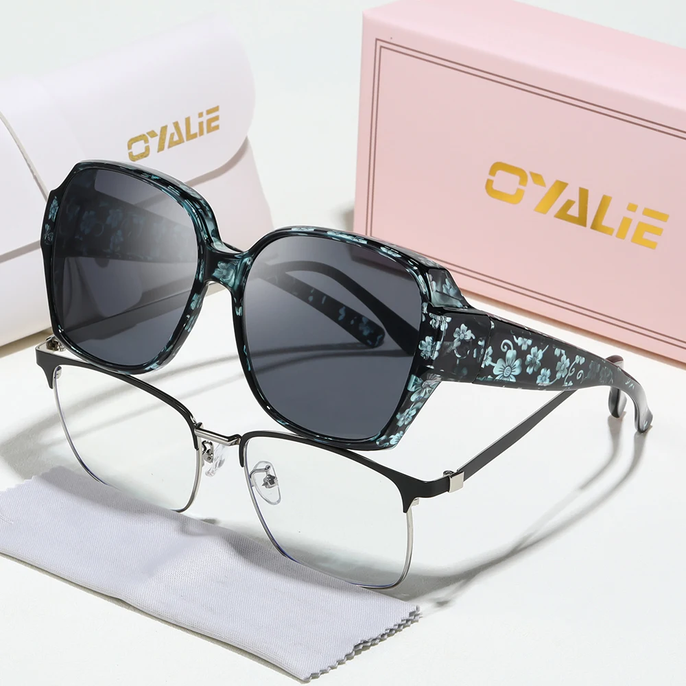 Oyalie Oversized Patterned Frame Sunglasses, a Pair of Glasses Specifically Designed for People with Nearsightedness, That Can Be Worn Directly over Prescription Glasses, Perfectly Solving the Problem of Nearsighted People Wearing Sunglasses, and Improving the Travel Experience of Nearsighted People in Strong Sunlight.